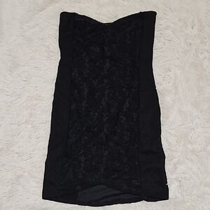 New H&M Black Strapless Mini Dress Cocktail Sheath Size 8 floral lace strapless